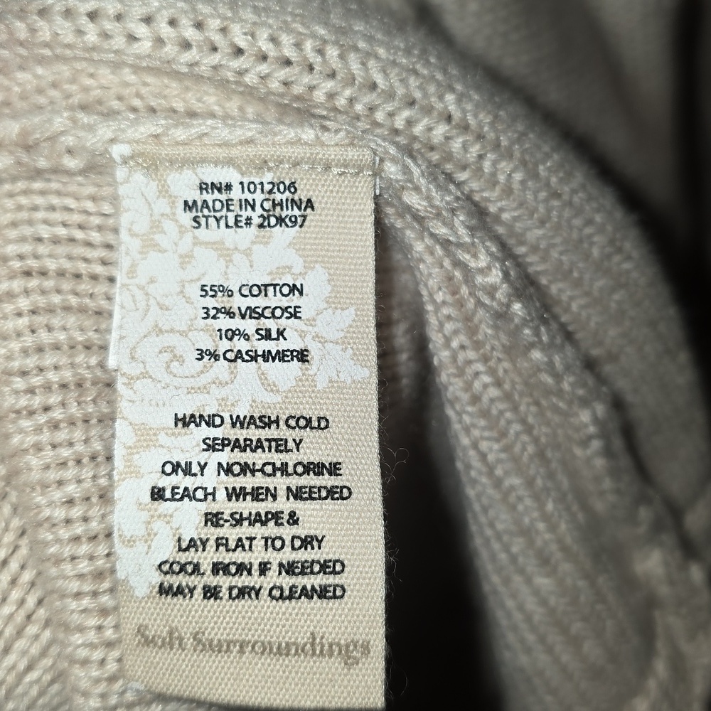 Soft Surroundings Reza 3/4 Sleeve Flare Sweater Beige Oatmeal XL NWT silk Blend - Picture 5 of 6